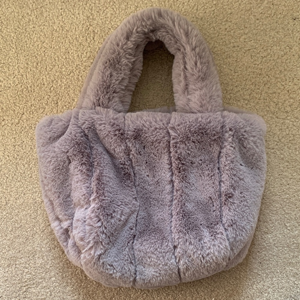 Street Level Faux Fur Tote Bag - Gray